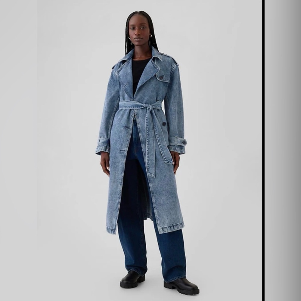 AUTHENTIC GAP Longline Icon Denim Trench Jacket